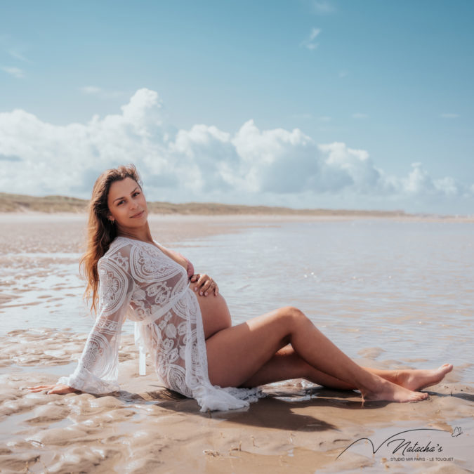 Photo grossesse sur la plage du Touquet 
