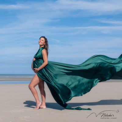 Shooting photo flying dress grossesse au Touquet