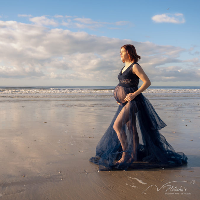 Photo grossesse sur la plage du Touquet Paris plage 