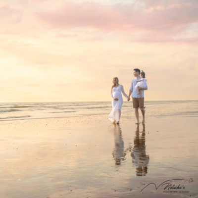 Photographe grossesse sur la plage du Touquet au coucher de soleil