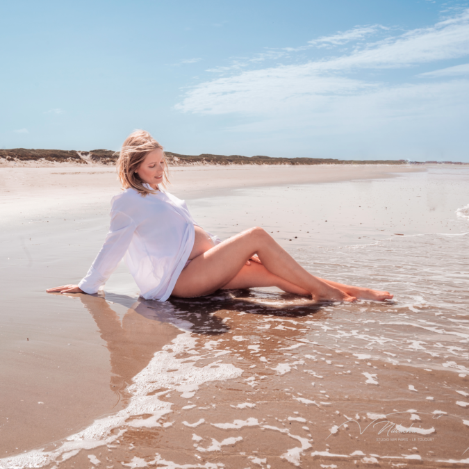 Photographe sur la plage du Touquet pour femme enceinte