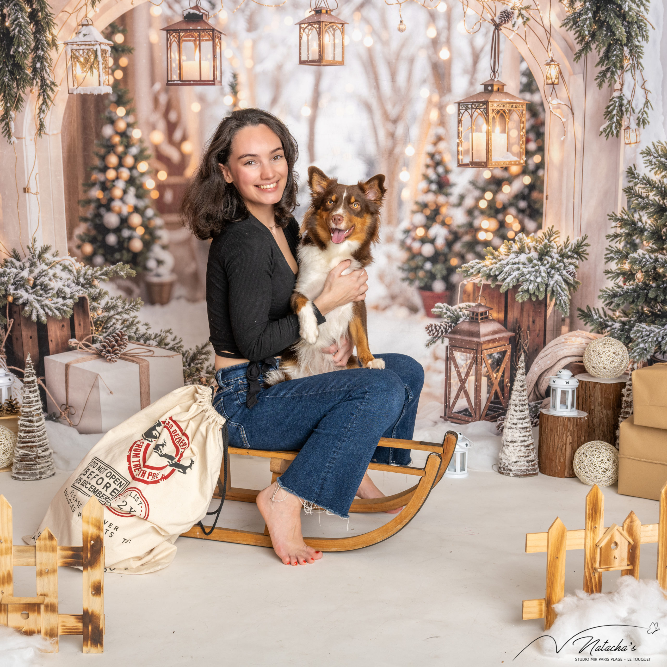 Séance photo Noël avec chien au Touquet