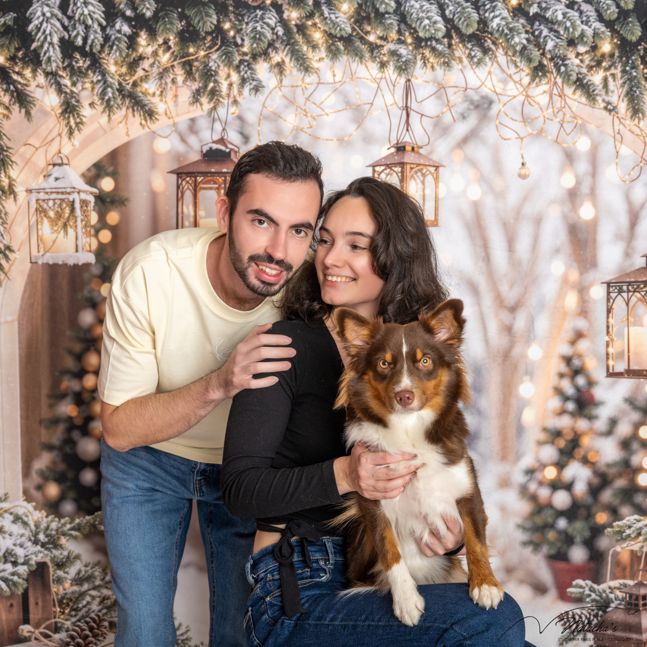 Séance photo Noël avec chien au Touquet