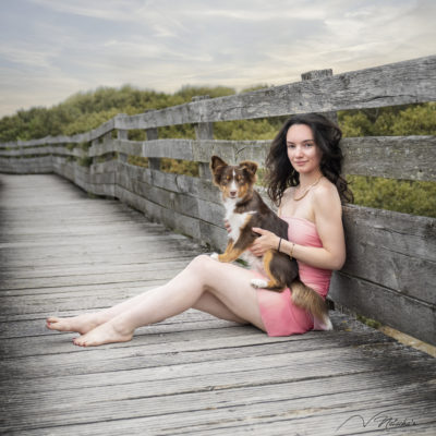 Shooting sur la plage avec son chien au Touquet