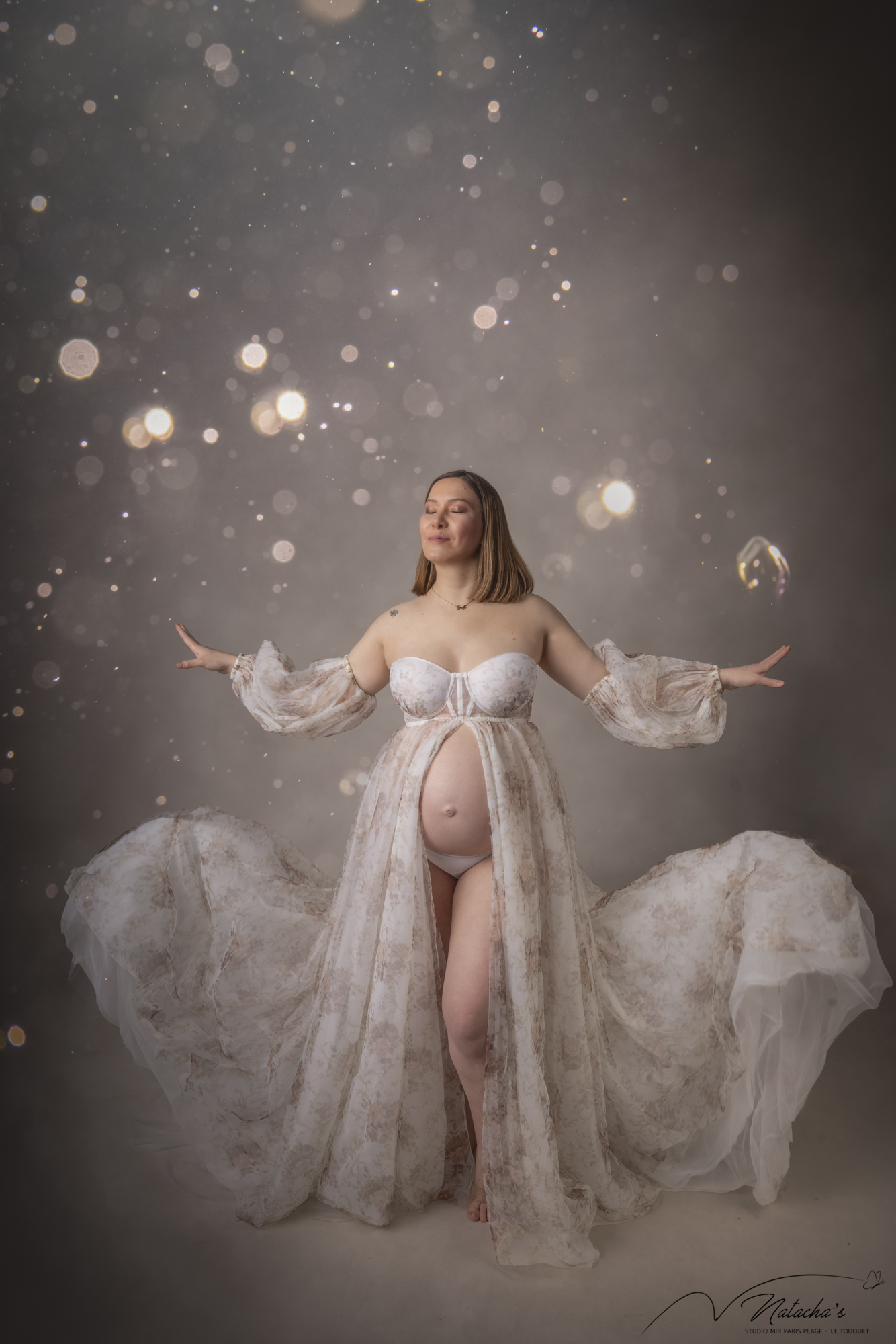 Shooting grossesse avec robes au Touquet